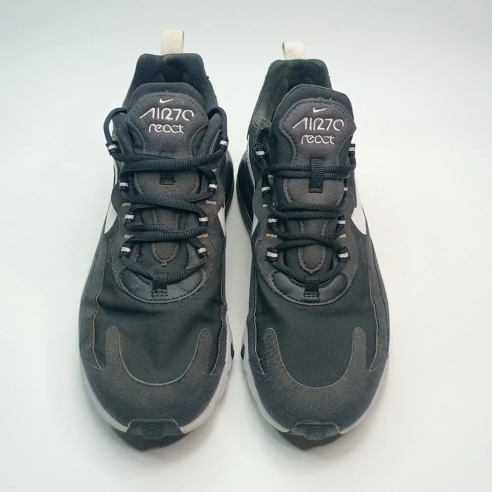 Nike Air Max 270 React Black White Sneakers CI3899-002 Womens Size 8 - Picture 2 of 9